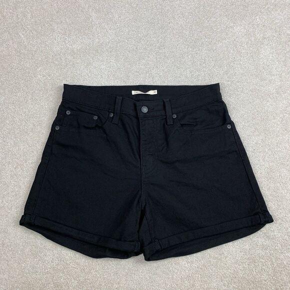 Levi Mid Length Black Denim Women’s Jean Shorts Size 30 - Picture 5 of 13